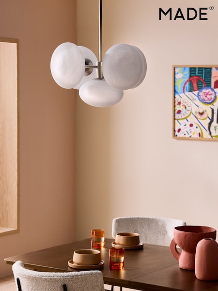 MADE.COM Silver/Frosted Caleb Pendant Light (AW2671) | £269