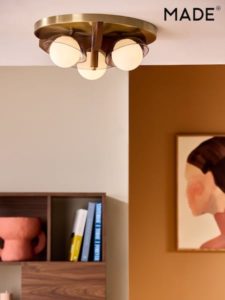 MADE.COM Brown Layla 3 Flush Light (AW2681) | £229