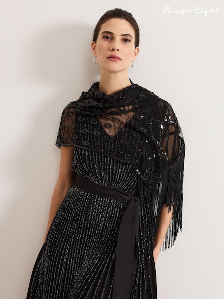 Phase Eight Black Black Beaded Scarf (AW3025) | £49