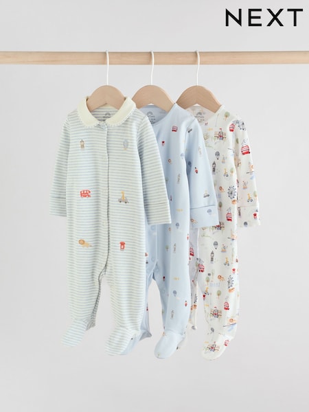 Blue London Baby Sleepsuits 3 Pack (0mths-2yrs) (AW3049) | £20 - £22