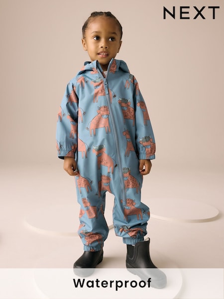 Blue Hamish Print Waterproof Fleece Lined Puddlesuit (3mths-7yrs) (AW3081) | £22 - £26
