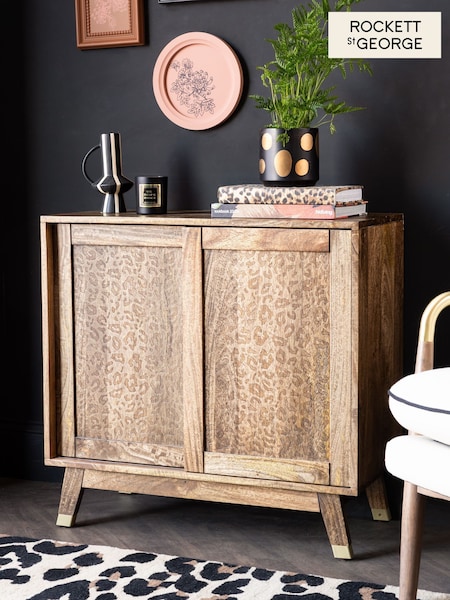Rockett St George Mango Wood Leopard Print Small Sideboard (AW3087) | £599