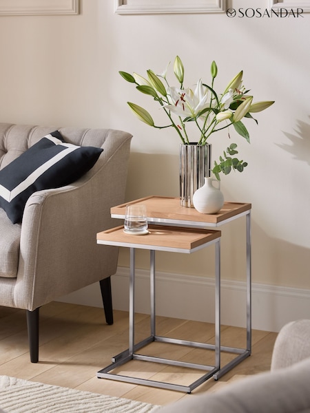 Sosandar Oak Seville Set of 2 Nest Of Tables (AW3092) | £279