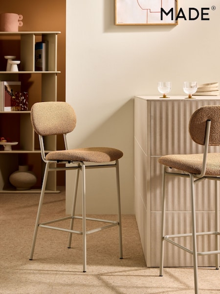 MADE.COM Caramel Pax Boucle and Ecru Legs Clemmie Bar Stool (AW3094) | £129