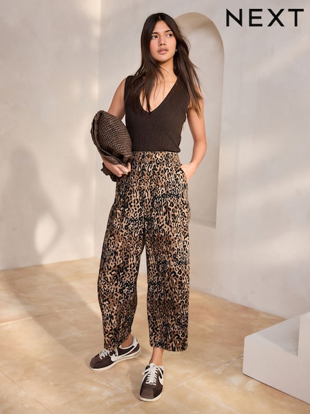 Leopard Print Elasticated Waist Barrel Leg Trousers (AW3188) | £28