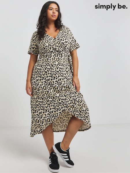 Simply Be Leopard Print Supersoft Jersey Wrap Dress (AW3190) | £29