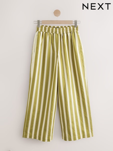 Khaki Green Wide Leg Striped Trousers (AW3280) | £40