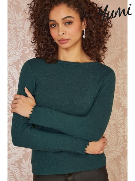 Yumi Green Sparkle Knit Jumper (AW3289) | £45