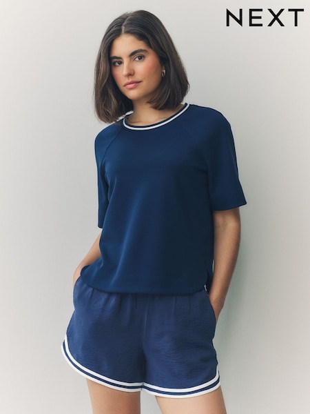 Navy Sports Shorts With Contrast Stripe (AW3557) | £22