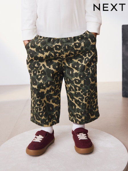 Green Leopard Print Pull On Wide Trousers (3mths-7yrs) (AW3584) | £0