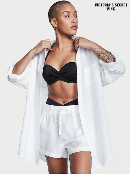 Victoria's Secret White Linen Oversized Cover Up Shirt (AW3606) | £49