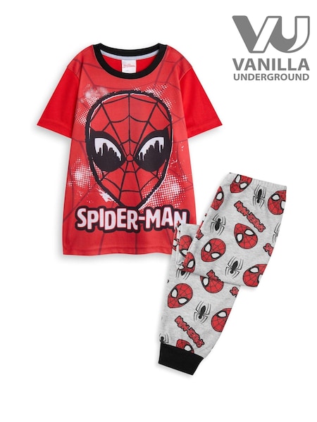 Vanilla Underground Red Boys Spiderman Long Leg Pyjamas (AW3804) | £16