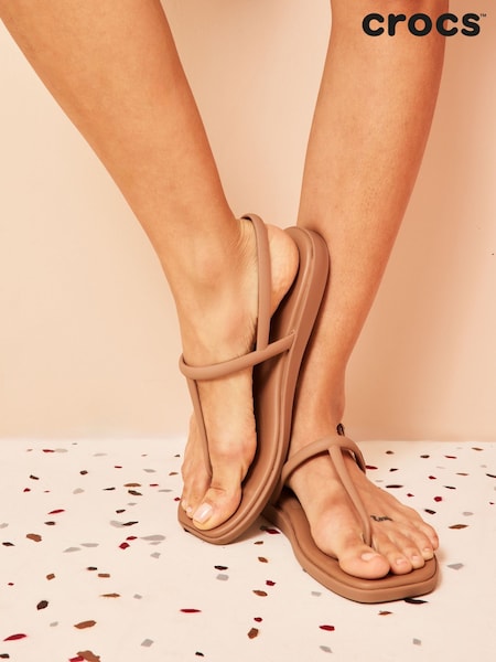 Crocs Brown Miami T-Bar Thong Flip Sandals (AW3901) | £40