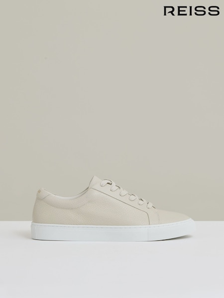 Reiss Off White Luca Tumbled-Leather Low-Top Trainers (AW3950) | £158