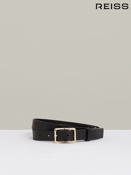 Reiss Black Mateo Leather Angled-Buckle Belt (AW3967) | £68