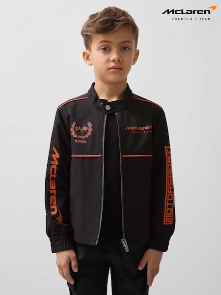 Reiss Black Wanden 9-13 yrs Unisex Fit McLaren F1 Team Technical Logo Jacket (AW3973) | £92