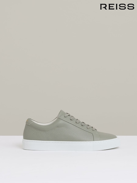 Reiss Mint Green Luca Tumbled Tumbled Leather Trainers (AW3977) | £158
