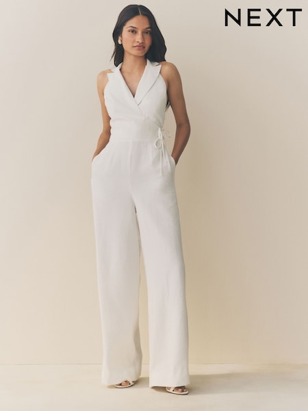 White Halter Neck Jumpsuit (AW4016) | £60