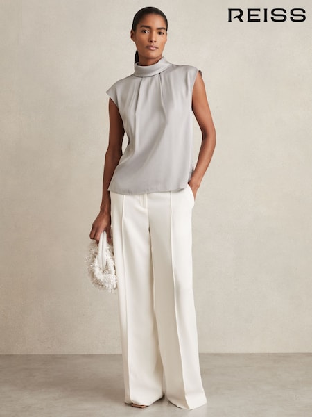 Reiss Grey Dania High Neck Shell Top (AW4157) | £140