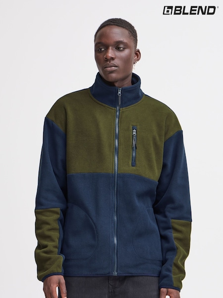 Blend Blue Colour Block Zip Through Fleece (AW4326) | £36