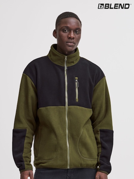 Blend Green Colour Block Zip Through Fleece (AW4335) | £36