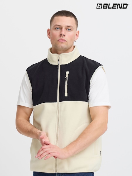 Blend White Zip Through Fleece Gilet (AW4337) | £28