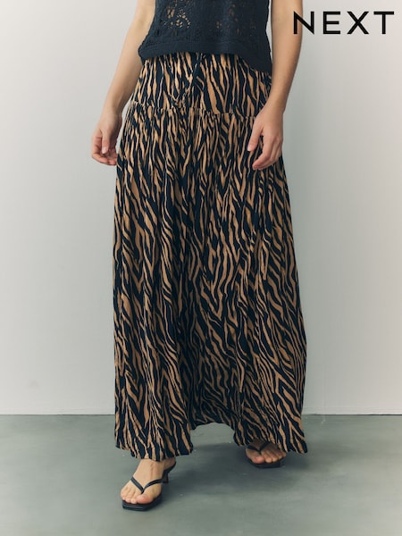Tiger Print Drop Waist Maxi Skirt (AW4357) | £36