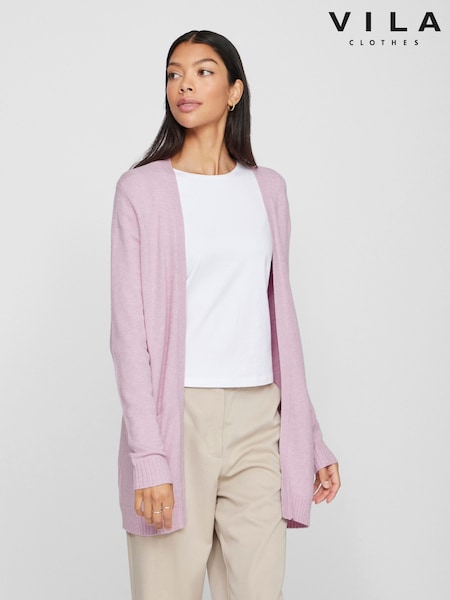 VILA Purple Longline Open Knit Cardigan (AW4419) | £34