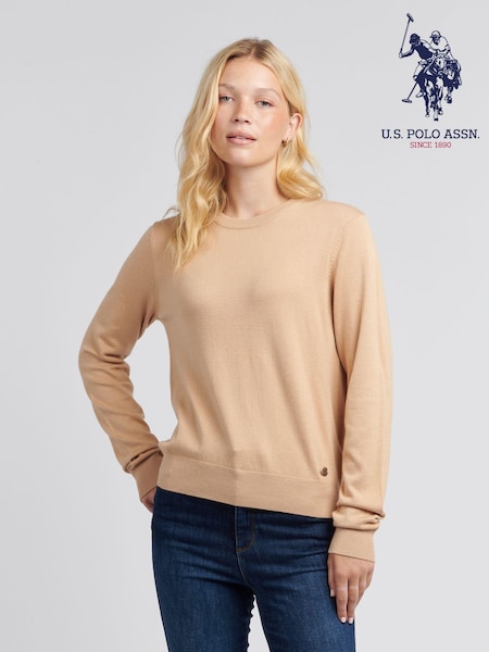 U.S. Polo Assn. Natural Regular Fit Womens Crew Neck Jumper (AW4439) | £60