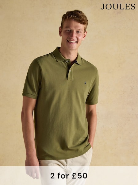 Joules Woody Khaki Green Cotton Pique Polo Shirt (AW4444) | £30