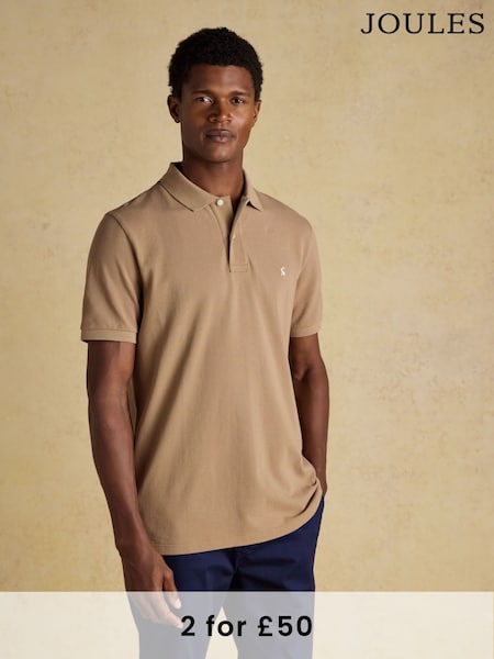 Joules Woody Light Brown Cotton Pique Polo Shirt (AW4446) | £30