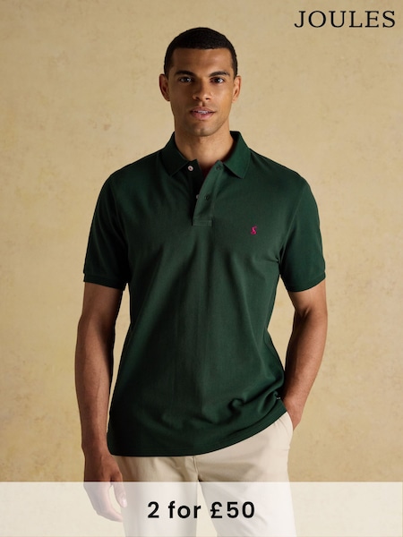 Joules Woody Dark Green Cotton Pique Polo Shirt (AW4456) | £30