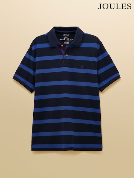 Joules Woody Blue/Navy Cotton Pique Polo Shirt (AW4459) | £35