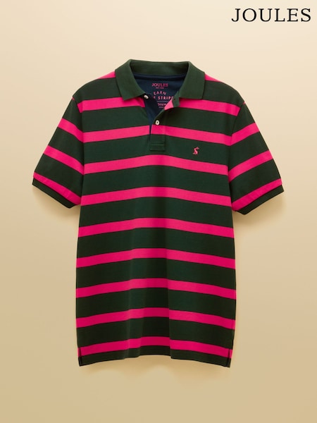 Joules Woody Green/Pink Cotton Pique Polo Shirt (AW4460) | £35