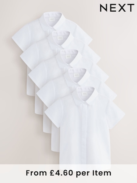 White Short Sleeve Fitted School Shirts 5 Pack (3-18yrs) (AW4665) | £23 - £37