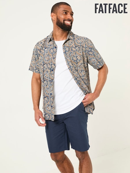 FatFace Blue Short Sleeve Authentic Indian Hand Block Print Shirt (AW4748) | £48