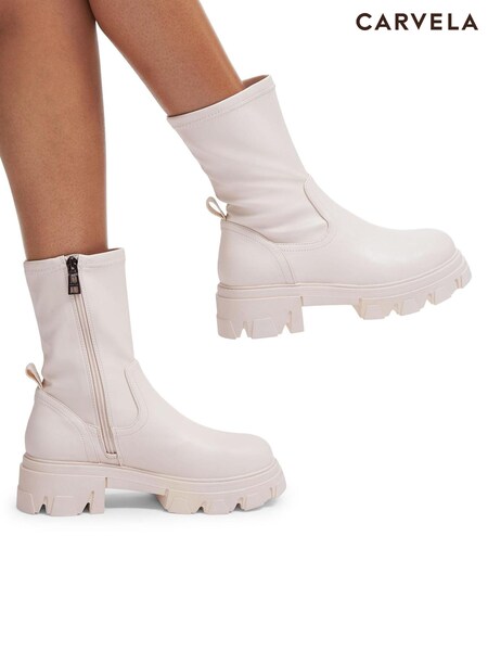Carvela Cream Explorer Sock Boots (AW4828) | £109