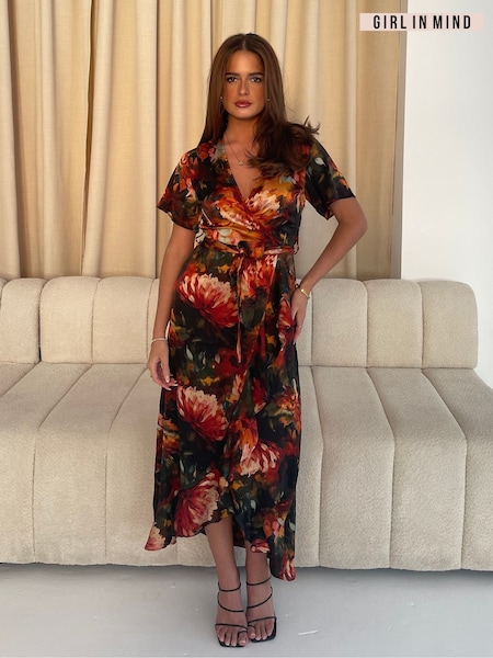 Girl In Mind Orange Farren Wrap Maxi Dress (AW5008) | £50