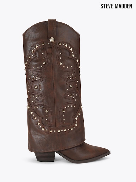 Brown - Steve Madden Stagecoach Leather Cowboy Boots