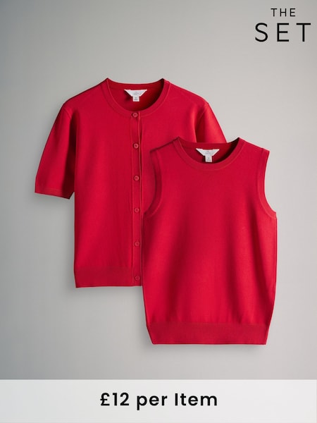 The Set Red 2 Piece Vest & Cardigan Set (AW5112) | £24