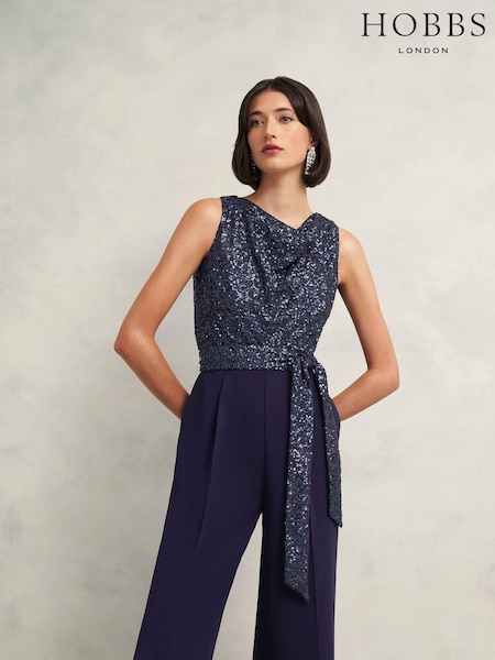 Hobbs Blue Petite Zuri Jumpsuit (AW5231) | £199
