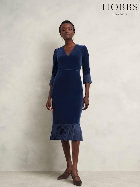 Hobbs Blue Petite Mary Dress (AW5234) | £199