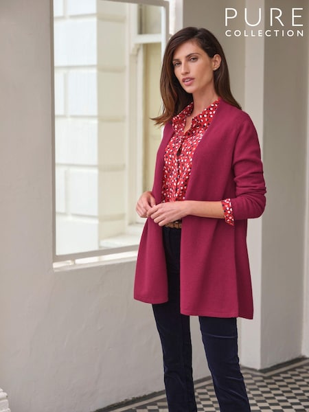 Pure Collection Pink Cashmere Long Swing Cardigan (AW5254) | £150