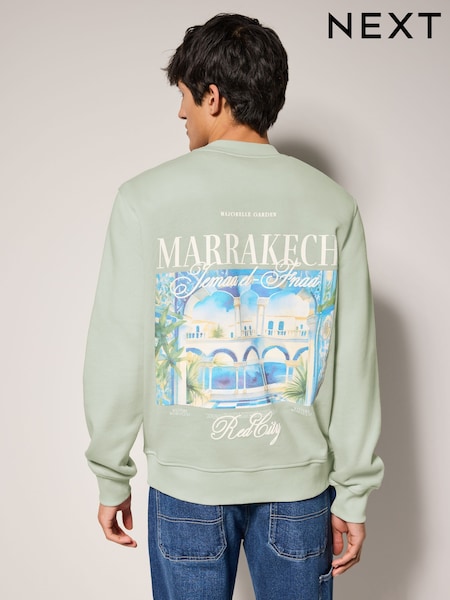 Light Green Cotton Rich Crew Graphic Sweatshirt (AW5491) | £34