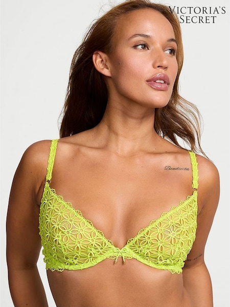 Victoria's Secret Limelight Green Unlined Demi Geo Daisy Lace Bra (AW5493) | £59