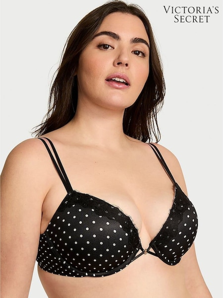 Victoria's Secret Black Dot Push Up Lace Trim Bra (AW5500) | £45
