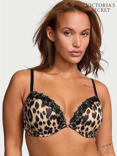 Victoria's Secret Leopard Brown Push Up Lace Trim Bra (AW5501) | £45