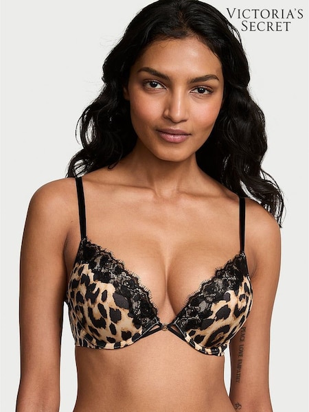 Victoria's Secret Leopard Brown Add 2 Cups Push Up Bombshell Lace Trim Bra (AW5505) | £45