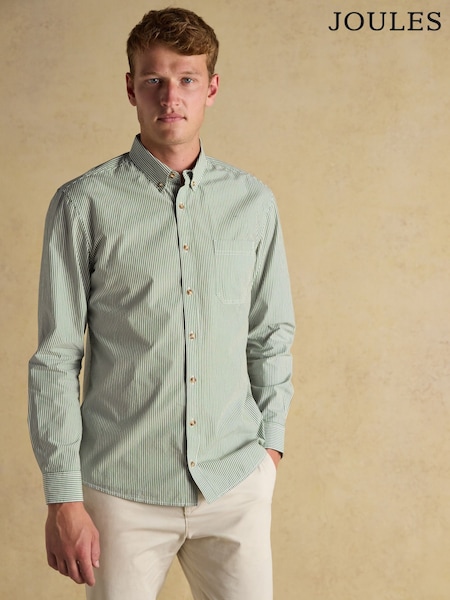 Joules Cotton Poplin Green Long Sleeve Stripe Shirt (AW5544) | £42