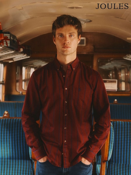 Joules Cotton Twill Burgundy Red Stripe Shirt (AW5561) | £45